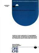 Cover for Contact des langues et changement linguistique