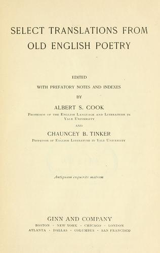 Cover for Select translations from Old English poetry