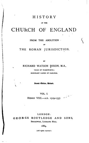 Cover for History of the Church of England: From the Abolition of the Roman Jurisdiction