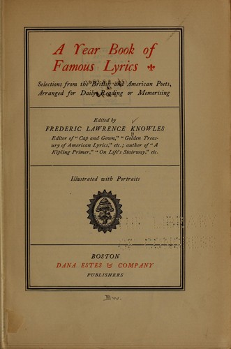 Cover for A year book of famous lyrics