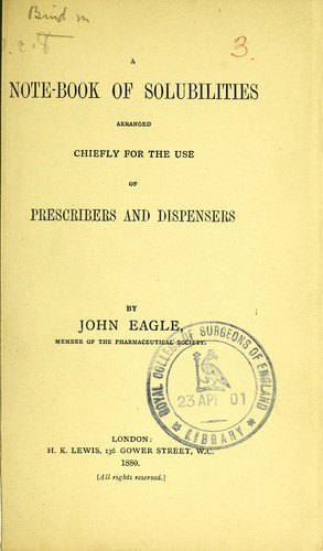 Cover for A note-book of solubilities