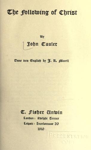 Cover for The following of Christ