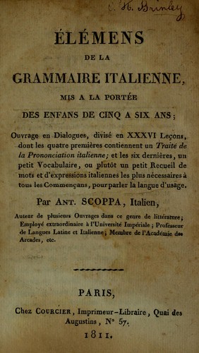 Cover for Élémens de la grammaire italienne