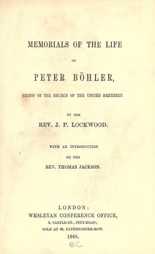Cover for Memorials of the life of Peter Böhler