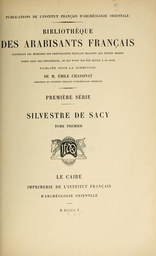 Cover for Silvestre de Sacy (1758-1838)