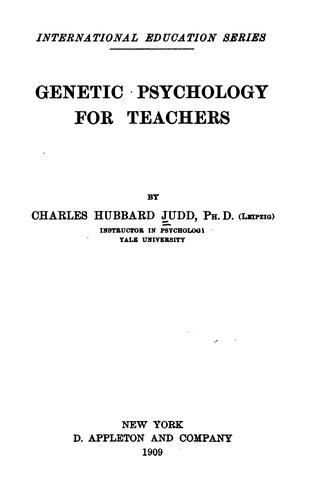 Cover for Genetic psychology for teachers.