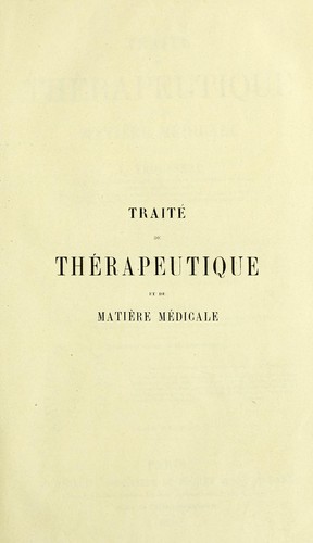 Cover for Traite de therapeutique et de matiere medicale