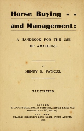 Cover for Horse buying and management