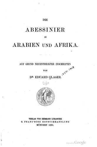 Cover for Die Abessinier in Arabien und Afrika