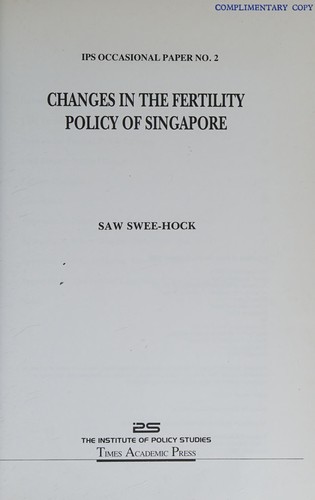 Cover for Changes in fertility policy of Singapore