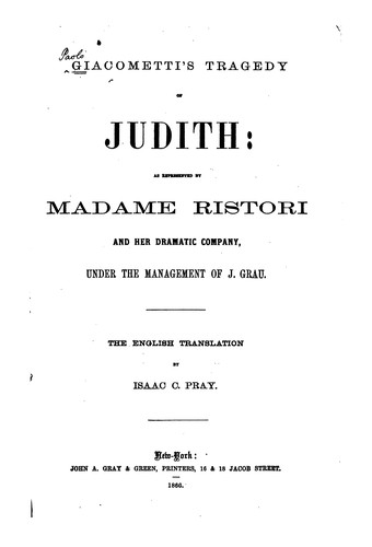 Cover for Tragedy of Judith [Giuditta]