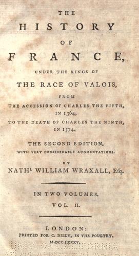 Cover for The history of France under the kings of the race  of Valois