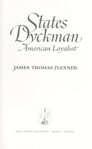 Cover for States Dyckman, American loyalist