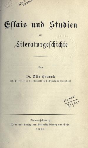Cover for Essais und Studien zur Literaturgeschichte.