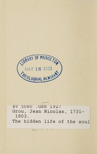 Cover for The hidden life of the soul