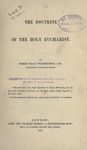 Cover for The doctrine of the Holy Eucharist