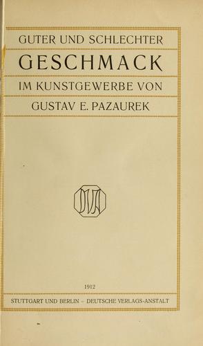 Cover for Guter und schlechter Geschmack im Kunstgewerbe