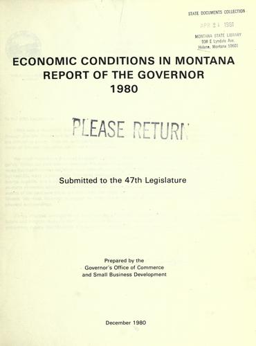 Cover for Economic conditions in Montana