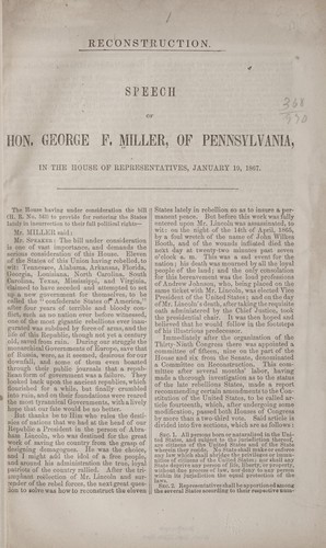 Cover for Reconstruction