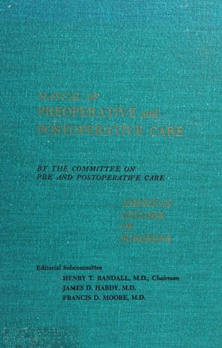 Cover for Manual of preoperative and postoperative care