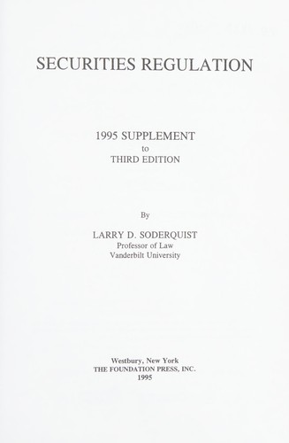 Cover for Securities Regulation