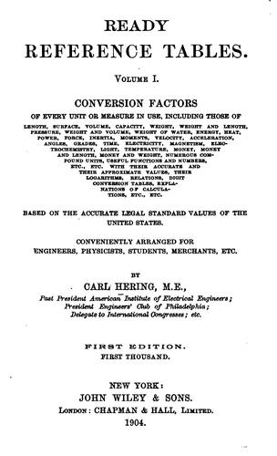 Cover for Ready reference tables.