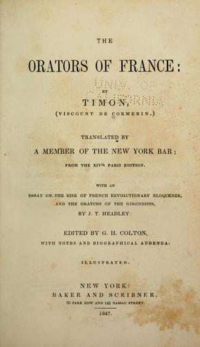 Cover for The orators of France