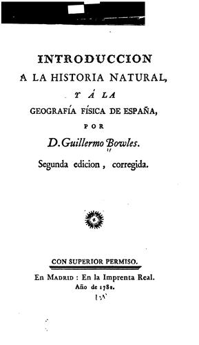 Cover for Introduccion á la historia natural y á la geografía física de España