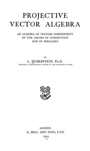 Cover for Projective vector algebra