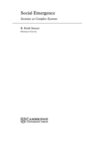 Cover for SOCIAL EMERGENCE: SOCIETIES AS COMPLEX SYSTEMS.