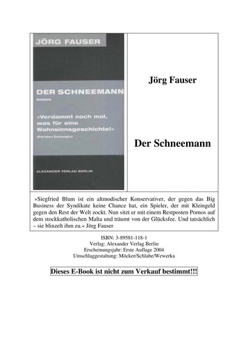 Cover for Der Schneemann