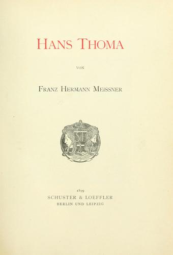 Cover for Hans Thoma.