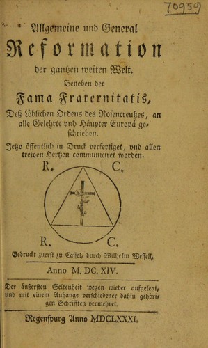 Cover for Allgemeine und general Reformation der gantzen weiten Welt