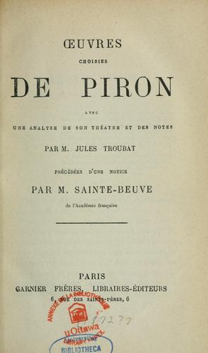 Cover for Œuvres choisies de Piron
