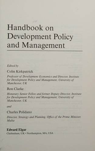 Cover for Handbook on development policy and management