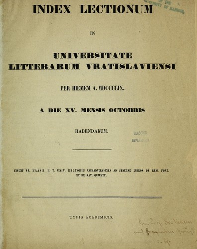 Cover for Animadversiones ad Senecae libros De rem. fort. et De nat. quaesstt