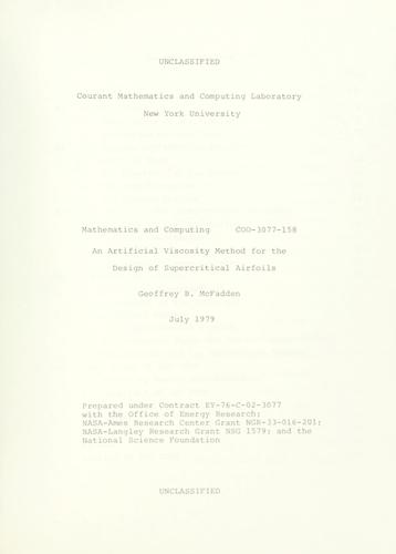 Cover for An artificial viscosity method for the design of supercritical airfoils.