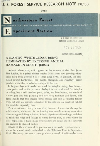 Cover for Atlantic white-cedar being eliminated by excessive animal damage in South Jersey