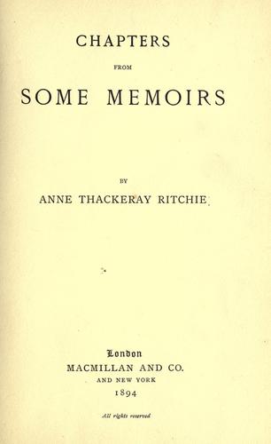 Cover for Chapters from some memoirs
