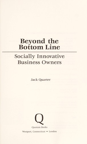 Cover for Beyond the bottom line
