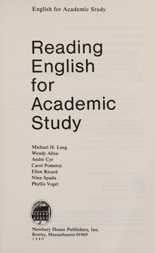 Cover for Reading English for academic study