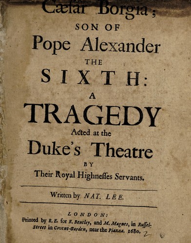 Cover for Caesar Borgia, son of Pope Alexander the Sixth