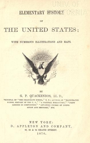 Cover for Elementary history of the United States