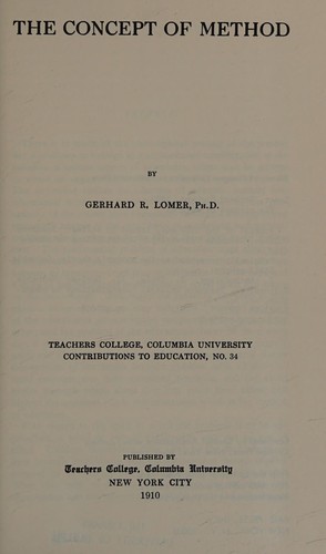 Cover for The concept of method