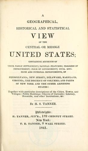 Cover for A geographical, historical and statistical view of the central or middle United States