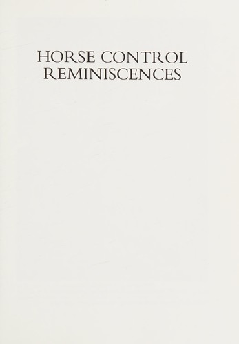 Cover for Horse control reminiscences.