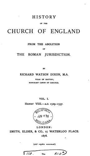 Cover for History of the Church of England from the Abolition of the Roman Jurisdiction