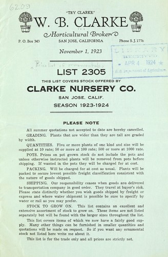 Cover for List 2305