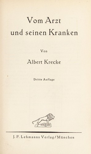 Cover for Vom Arzt und seinen Kranken