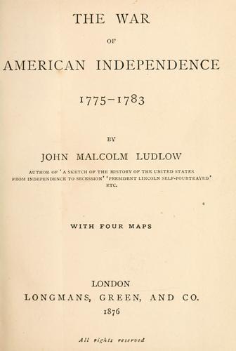 Cover for war of American independence, 1775-1783